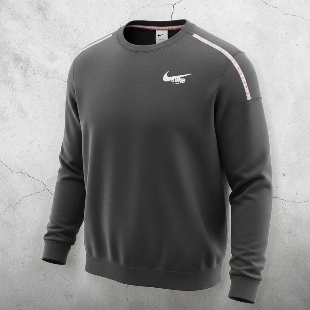 Nike Dri-Fit Graphic Crewneck Sweatshirt Pixel Swoosh Grey Size XL